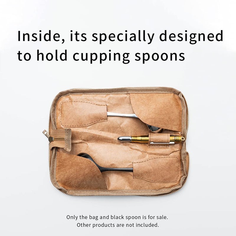 watchget Professional Coffee Cupping Spoon,Coffee Measuring Scoop Stainless Steel Round Spoons,Gift with the Spoon Holder Bag,Black - Image 5